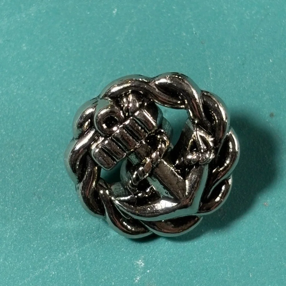 6 Pc Silver Tone Nautical Anchor Rope Acrylic Button Set Large Small Blazer Coat